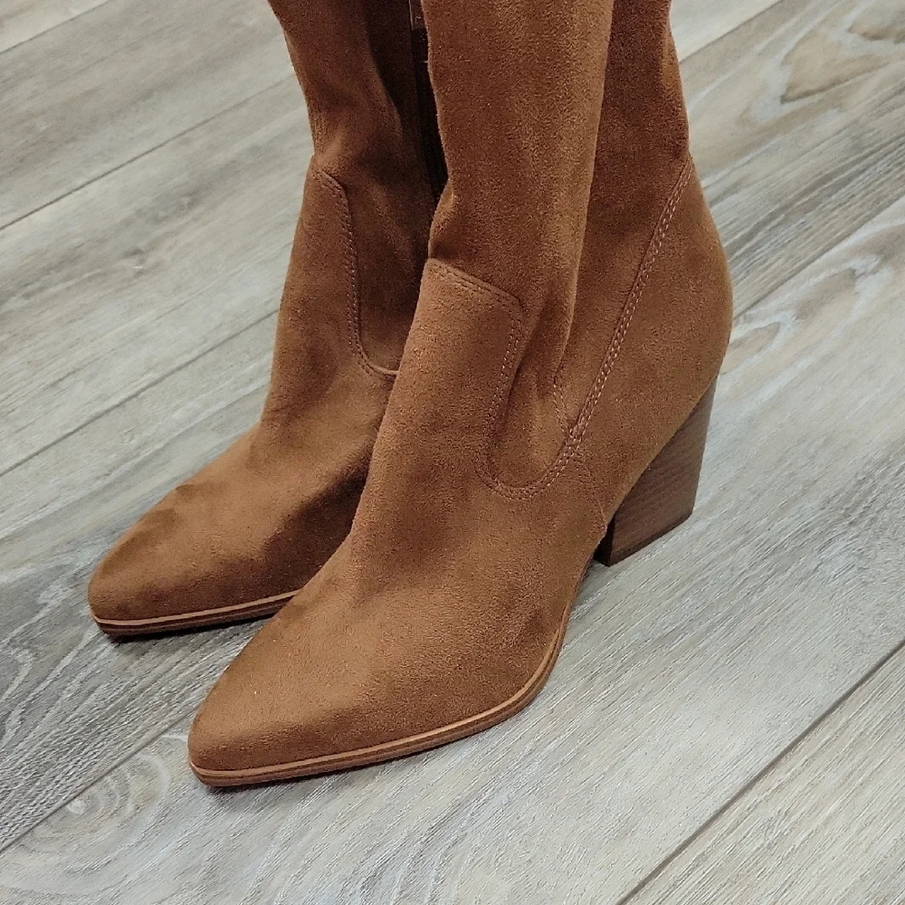 Marc Fisher Brown Over-the-Knee Boots with Block Heel